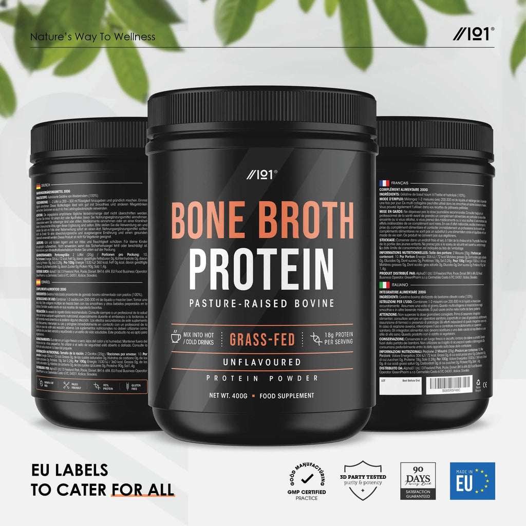 Bone Broth Beef Protein Powder - 400g - Unflavoured - 100% Grass-Fed & Pasture Raised Beef ALPHA01 Au supplements