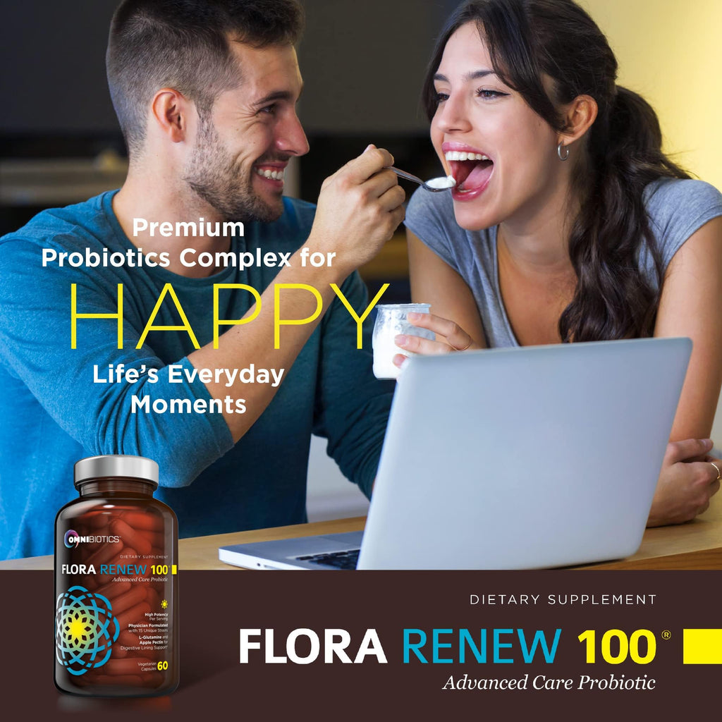 100 Billion Probiotics - 15-Strain Probiotic for Women & Men, DRCaps Delayed Release, Prebiotics, L-Glutamine, Apple Pectin, Gut Lining Support, Shelf Stable, Non-GMO, 60 Vegan Capsules for Adults OmniBiotics Au supplements