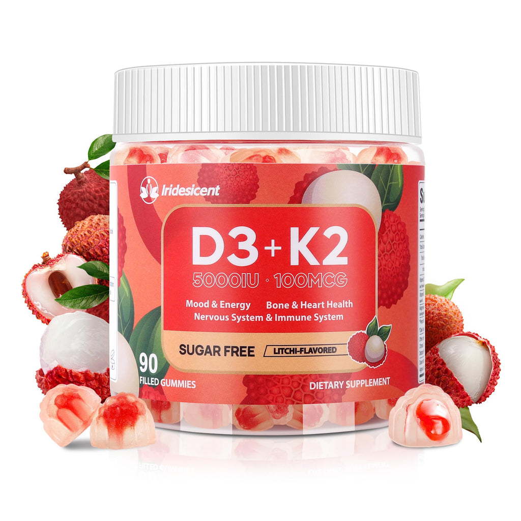 Vitamin D3 K2 Gummies w/Magnesium Sugar Free - 90 Count | D3 Vitamin 5,000 IU + K2(MK-7) 100 mcg - Vegan K2 D3 Vitamin Supplement, Highly Absorbent Supports Bone