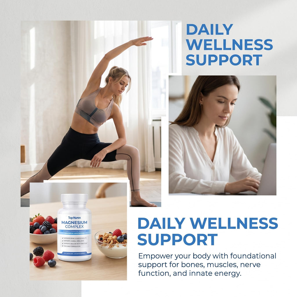 Top Nurex Magnesium Complex for Women & Men,1000mg High Absorption Blend, 8 Magnesium Forms Including Glycinate, Citrate & Malate, Daily Nutrient Support, Vegan Non-GMO, 90 Capsules (1 Pack) wuliao Au supplements