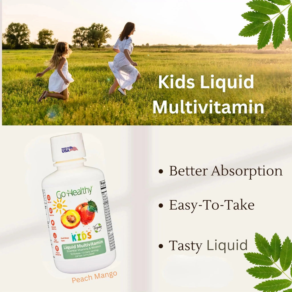 Go Healthy Kids Liquid Multivitamin | Immune Support | Kid Liquid Multivitamins | High Absorption | Vegan Vitamins | Kids Vitamins Multivitamin Go Healthy Natural Au supplements