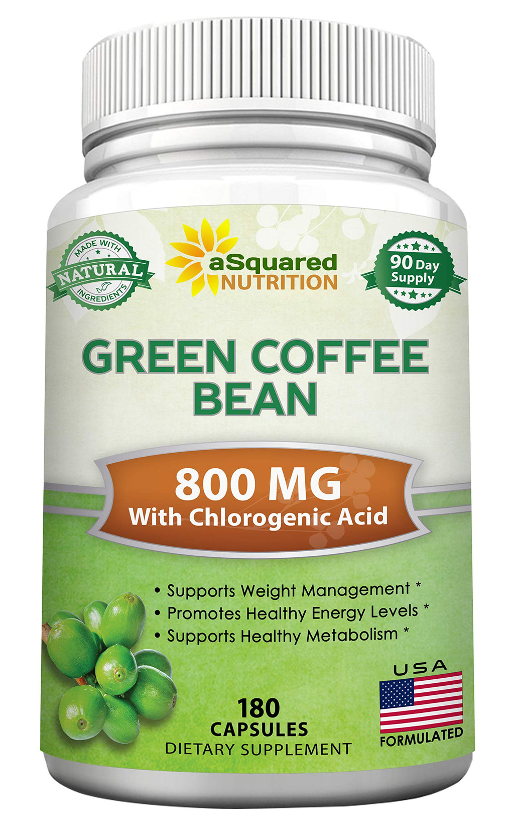 aSquared Nutrition Natural Green Coffee Bean Formula-180 Capsules-Max Strength GCA aSquared Nutrition Au supplements