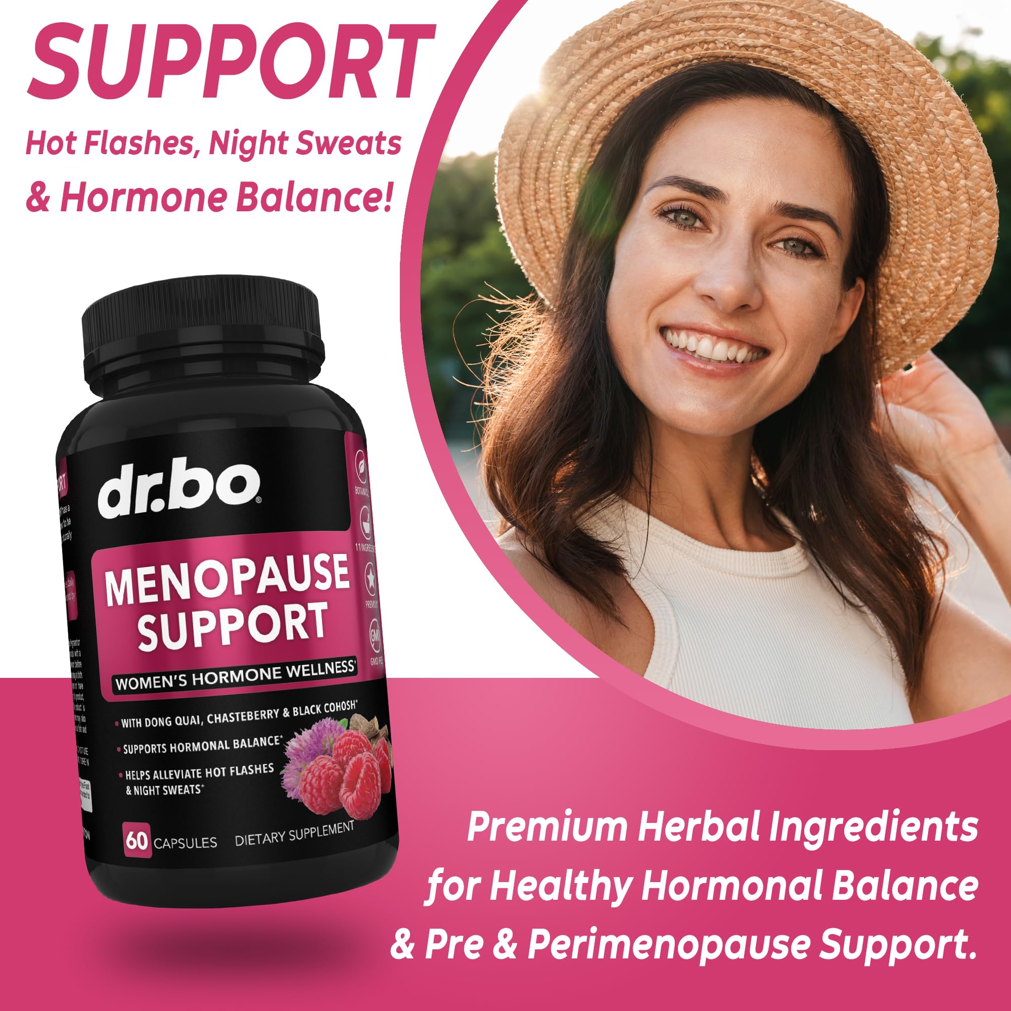 Menopause Supplements for Women Support Pills - Natural Menopause Relief for Hot Flashes, Night Sweats & Mood Swings with Dong Quai, Chasteberry & Black Cohosh - Hormone Balance for Women Supplement DR. BO Au supplements