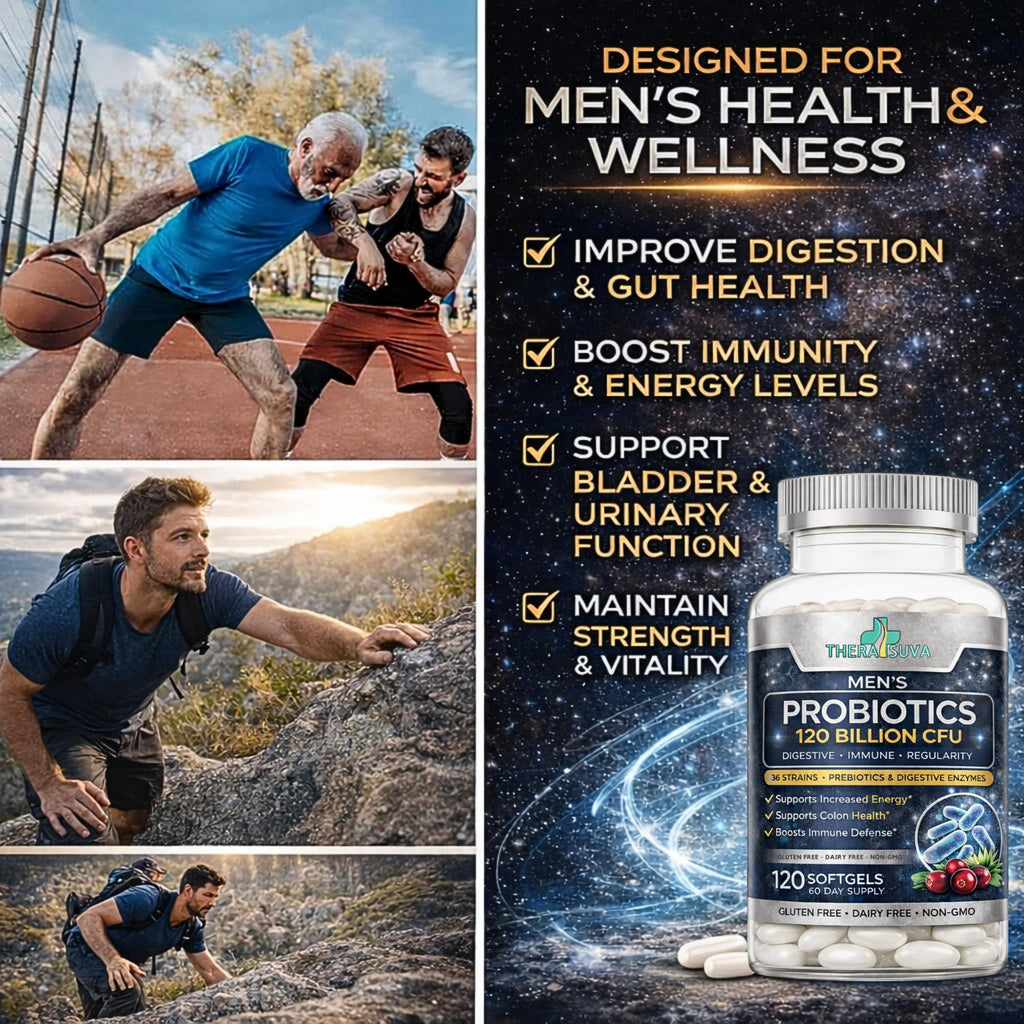 Men’s Advanced Probiotics 120 Billion CFU - 36 Strains + Prebiotics, Enzymes & Veggie Blend for Gut, Immune & Colon Health - 2 Month Supply, 120 Softgels