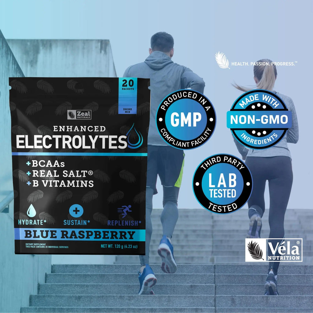 Enhanced Powder Stick Packs (Blue Raspberry - 20 Packets) Sugar Free + BCAA B-Vitamin Zeal Naturals Au supplements
