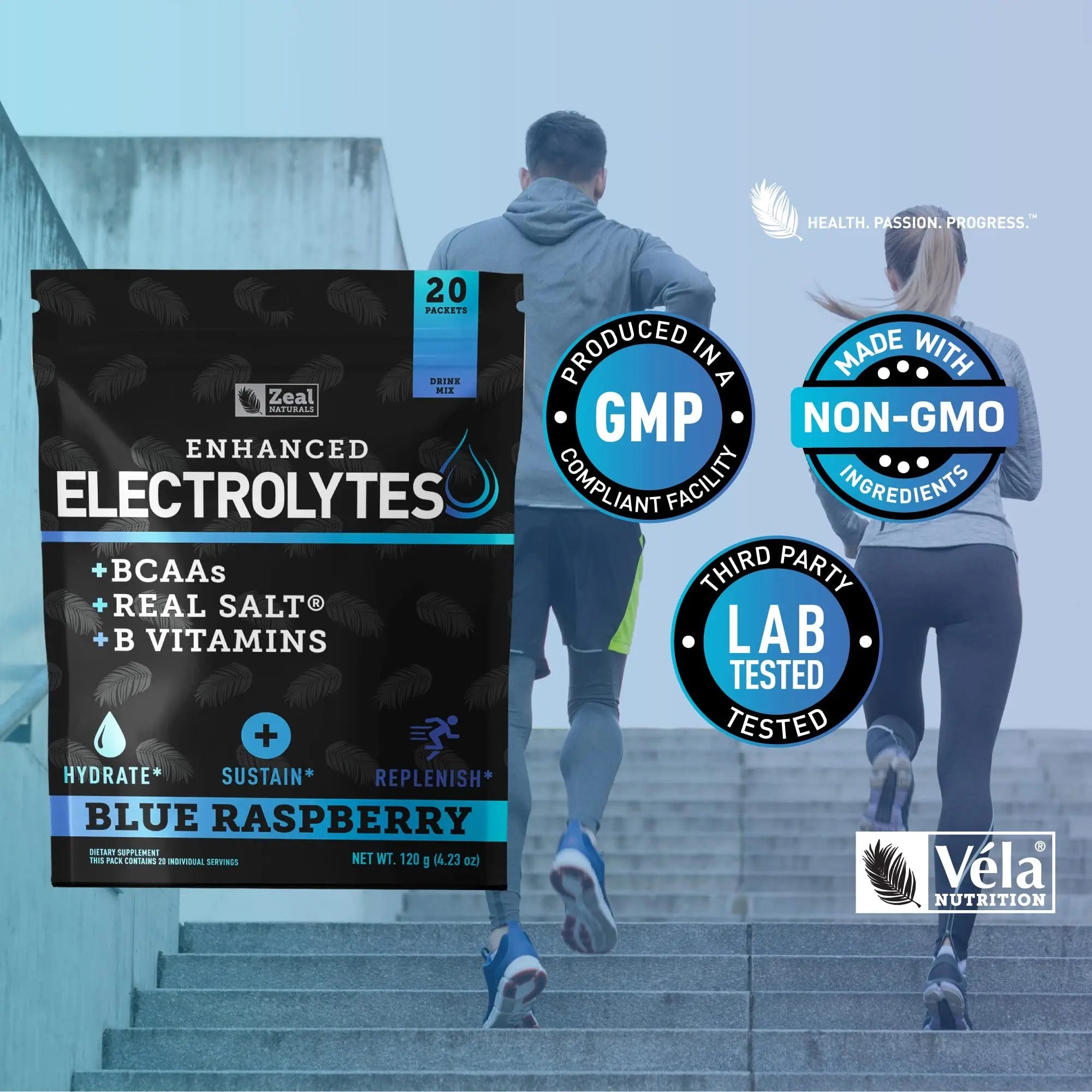 Enhanced Powder Stick Packs (Blue Raspberry - 20 Packets) Sugar Free + BCAA B-Vitamin Zeal Naturals Au supplements