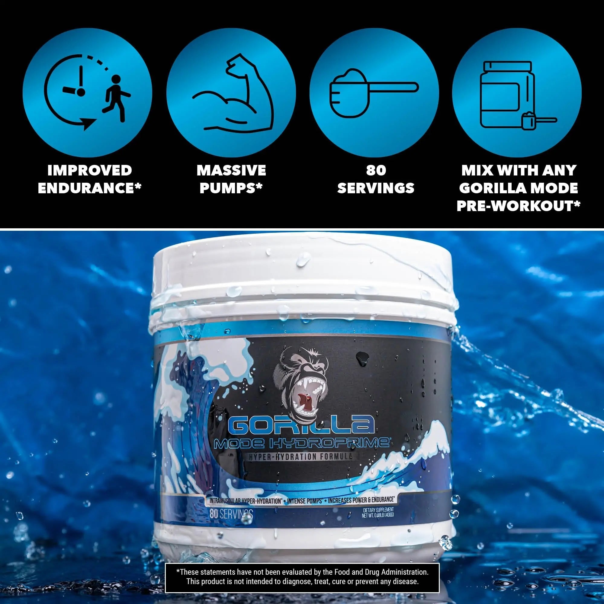 Gorilla Mind Hydroprime Glycerol Pre-Workout - Hydrating Pre-Workout Formula for Intense Gorilla Mind Au supplements