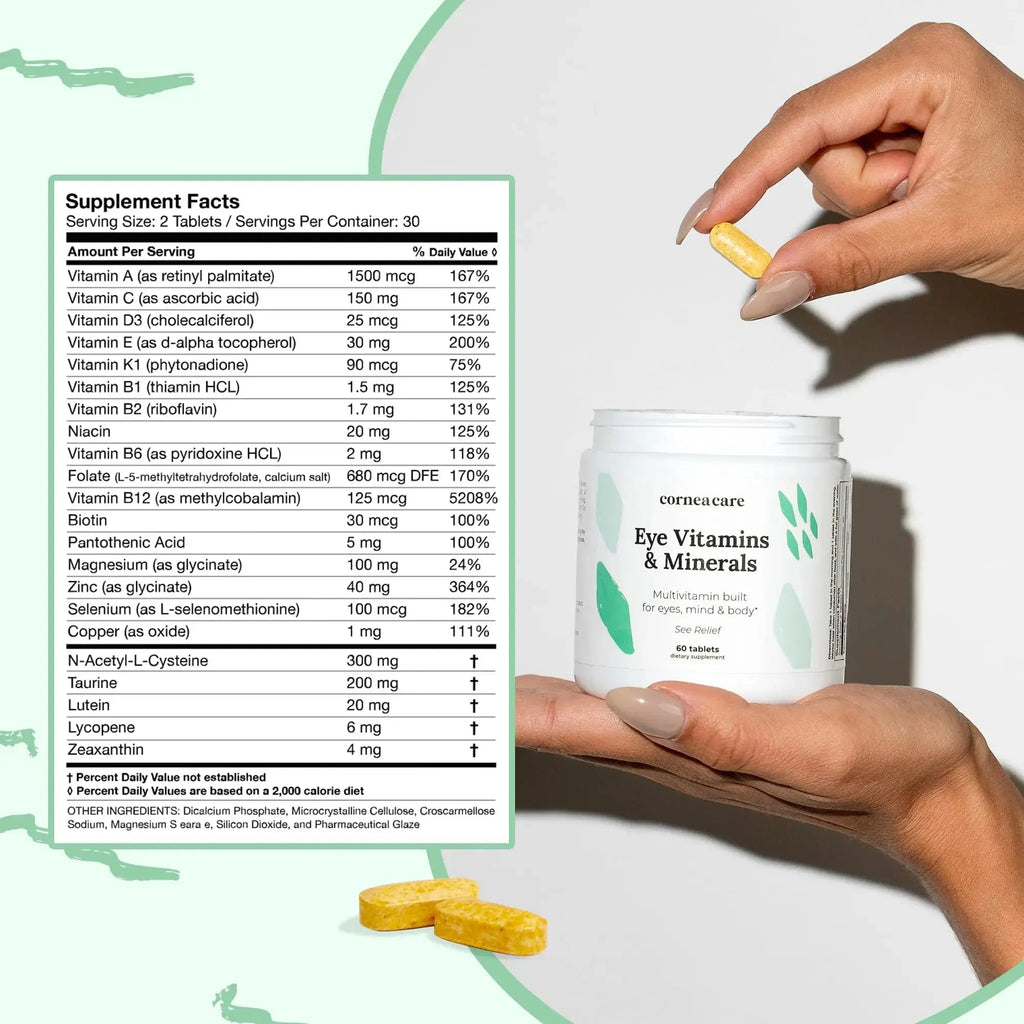 CorneaCare Vitamins and Minerals | Multivitamin for Vision & Health | Dry Eye Supplements | 60 Tablets CorneaCare Au supplements