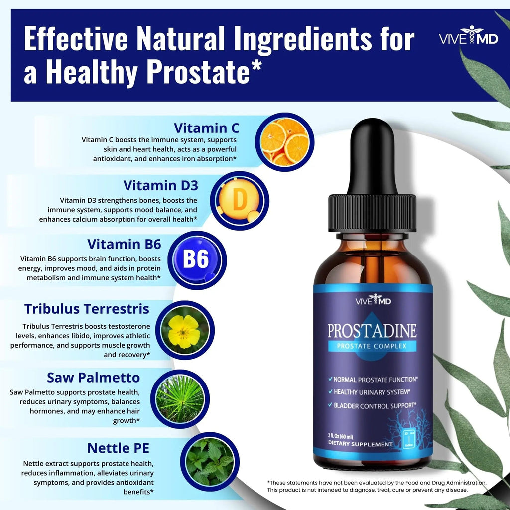 VIVE MD Prostadine Drops for Prostate Health, Bladder Urinating Issues - Prostadine Official Drop Formula - Extra Strength with Pomegranate, Prostadine Reviews (Package of 5) VIVE MD Au supplements