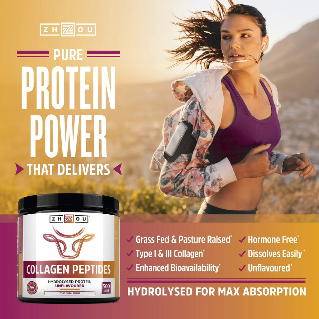 Collagen Powder 500g - Hydrolysed Collagen Peptides Powder - High Protein Bovine Collagen Supplement Nu U Nutrition Au supplements