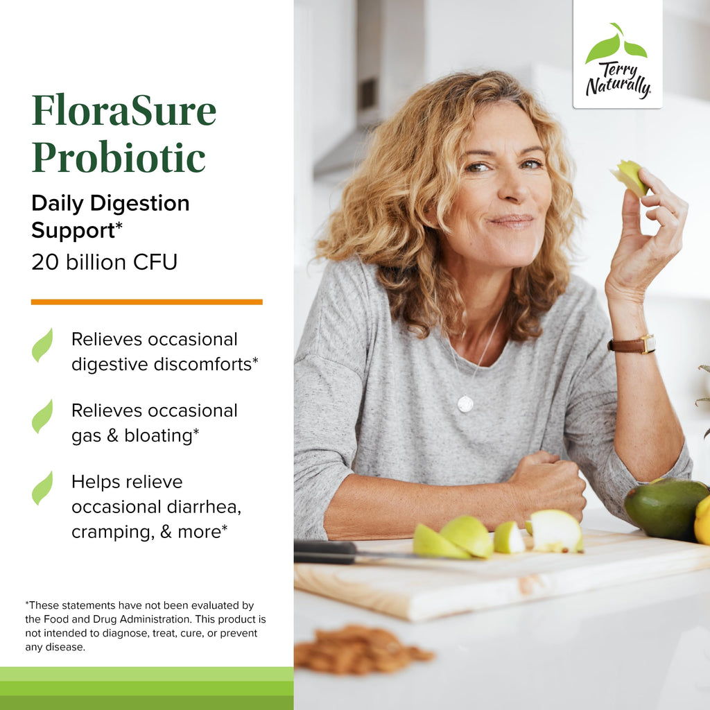 Terry Naturally FloraSure Probiotic - Digestion Supplement to Aid Against Occasional Bloating & Support Gas Relief - Gut Health Support Supplement with Bifidobacterium Bifidum - 30 Capsules Terry Naturally Au supplements