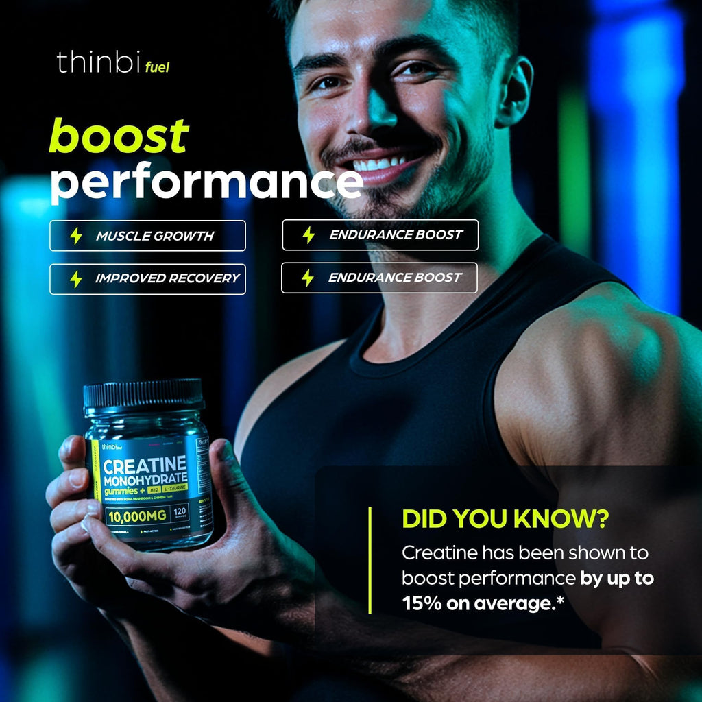 Creatine Gummies Monohydrate Complex 10,000mg for Men & Women -120 Gummies Advanced Formula W/L-Taurine + Vitamin B12 for Muscle Strength, Muscle Builder, Energy Boost, Pre-Workout Supplement -Thinbi Thinbi Au supplements
