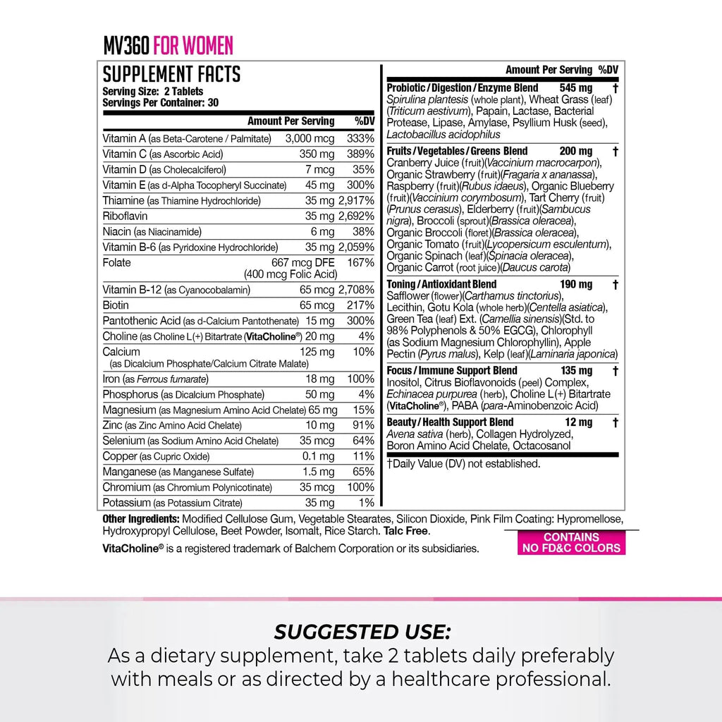 FitLife Brands Women's Nutrition MV360, 5-in-1 Complete Multivitamin with Essential Vitamins for Energy, Digestion, Toning, Immune Support FitLife Brands Au supplements