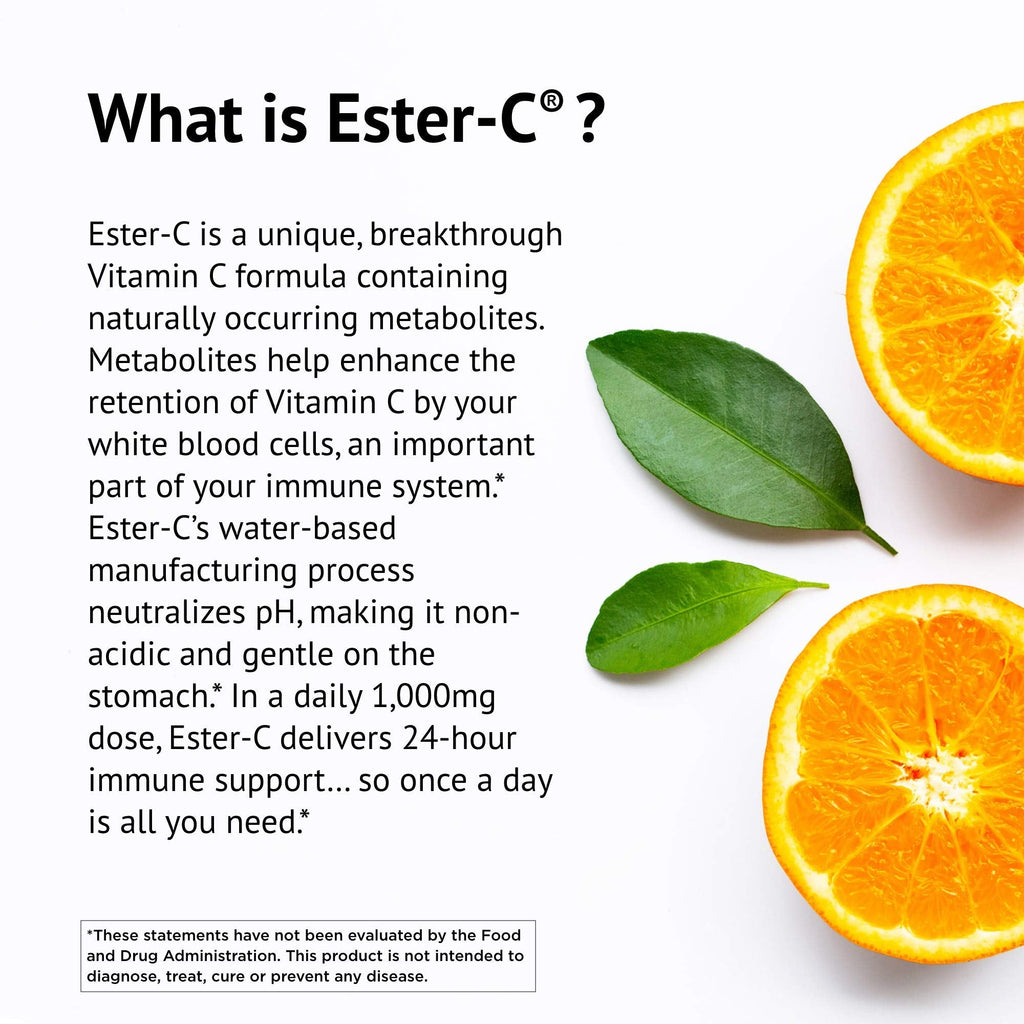 Ester-C American Health with Citrus Bioflavonoids Capsules - 24-Hour Immune Support, Gentle On Stomach, Non-Acidic Vitamin C