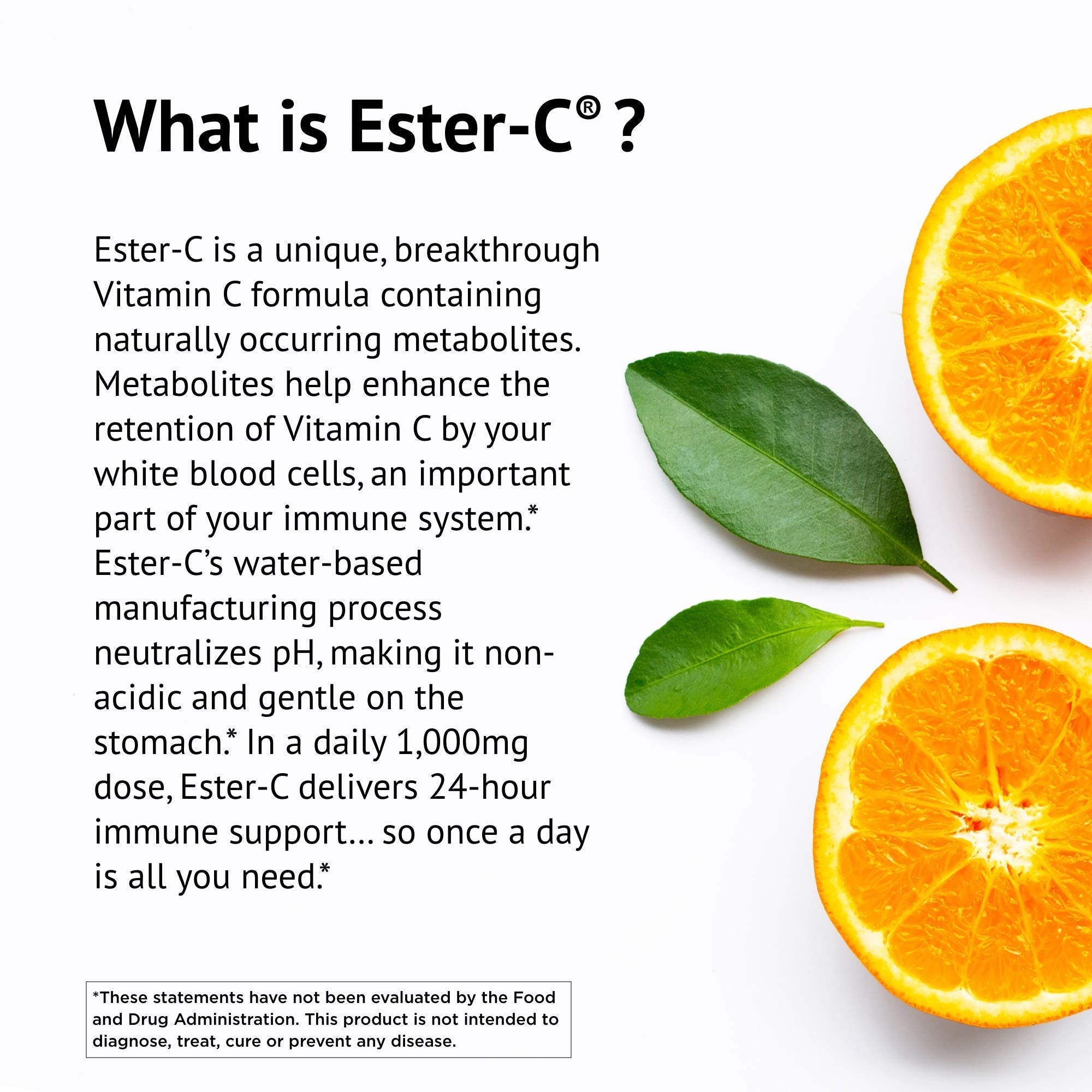 Ester-C American Health with Citrus Bioflavonoids Capsules - 24-Hour Immune Support, Gentle On Stomach, Non-Acidic Vitamin C