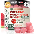 Creatine Monohydrate Gummies 5g - Only 2g Sugar, Made in USA - Sour Watermelon Flavor - Vegan & 3rd Party Tested - Pre & Post Workout Supplement for Women and Men (120 Count, 40 Servings)