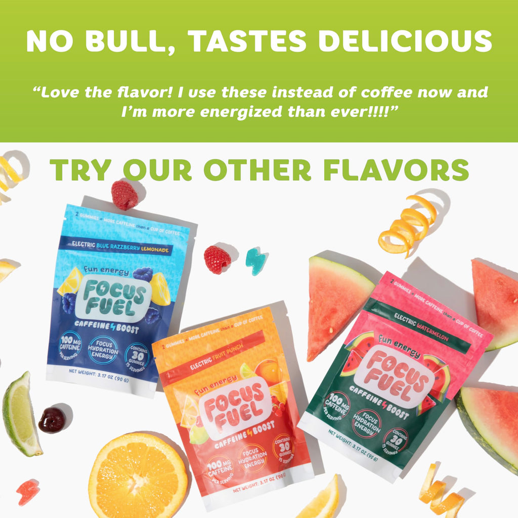 FocusFuel Energy Chews – Green Apple Flavor (15 Servings) – 100mg Caffeine + B12, Magnesium, Alpha GPC – Boost Focus & Energy – No Crash or Jitters FocusFuel Au supplements