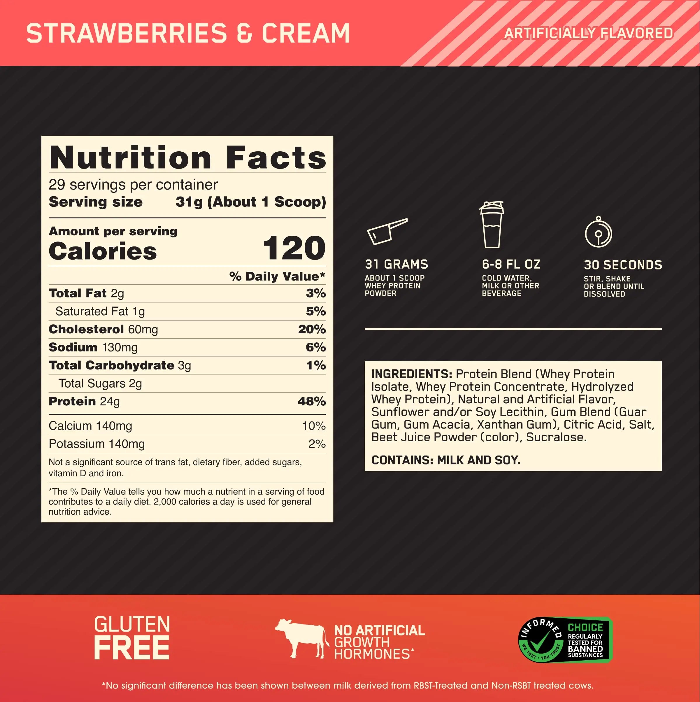 Optimum Nutrition Gold Standard 100% Whey Protein Powder, Strawberries & Cream Optimum Nutrition Au supplements