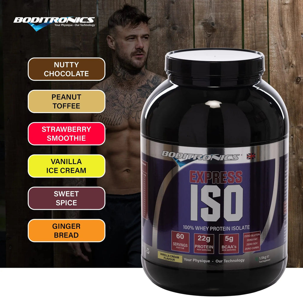 Boditronics 1.5 kg Iso Express Whey 100% Whey Isolate Protein Powder with Occurring Amino Acid Boditronics Au supplements