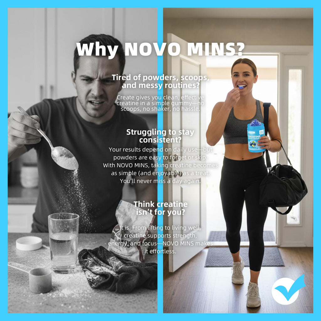 novomins Creatine Monohydrate Gummies 5000mg for Men & Women, Chewables Creatine Monohydrate for Muscle Strength, Muscle Builder, Energy Boost, Pre-Workout Supplement