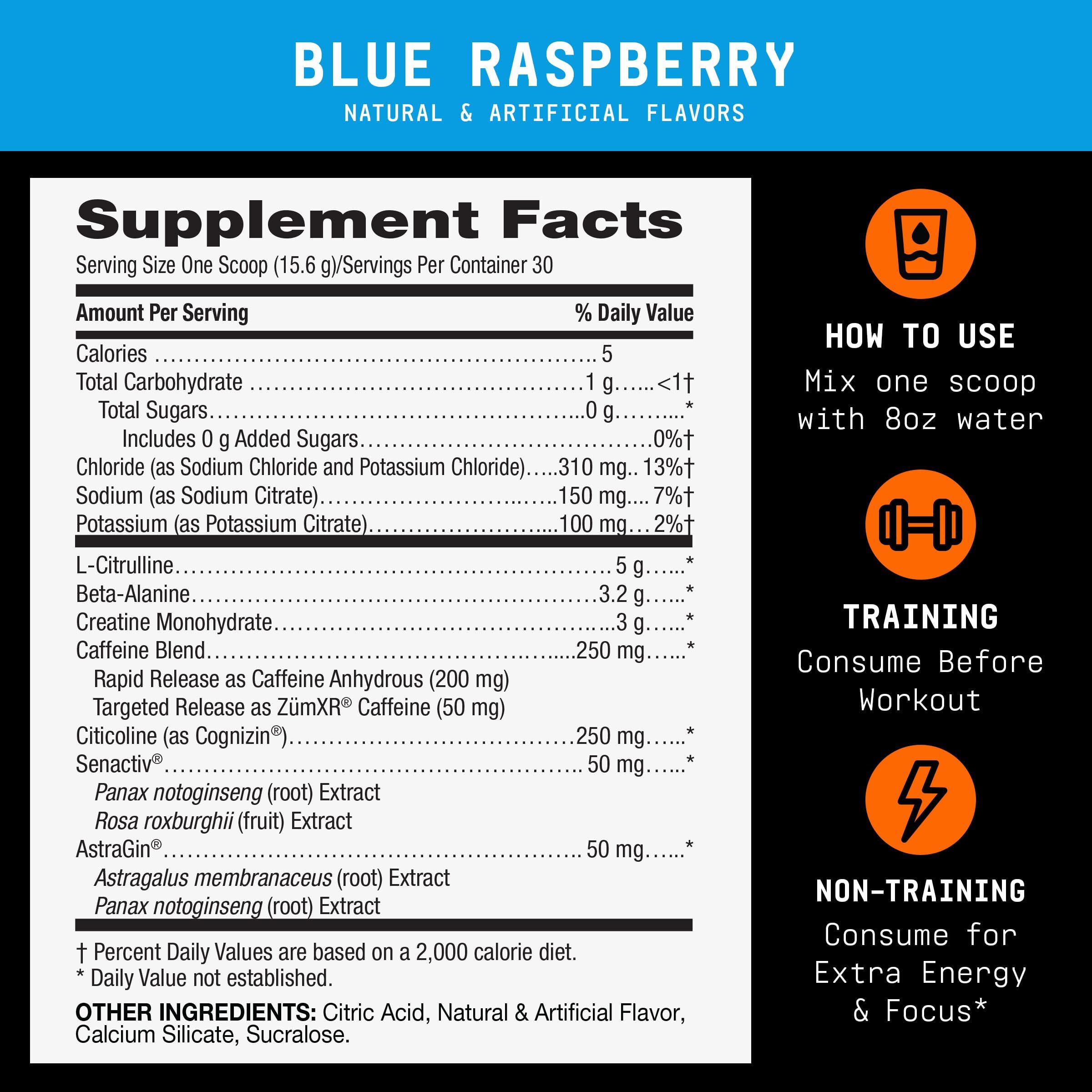 BEYOND RAW LIT V2 Clinical Strength Pre Workout Powder, Hits Harder, Bigger Pumps, Caffeine, L-Citrulline, Creatine, Blue Raspberry, 30 Servings