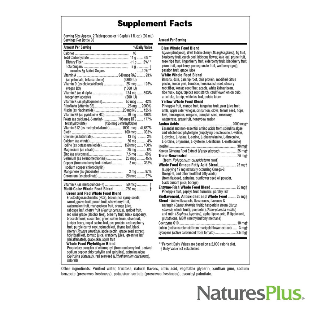 NaturesPlus Source of Life Gold Multivitamin Liquid 30 oz Supports Energy Production, Healthy Immune System & Well-Being Includes Vitamins D3, B12, K2 NaturesPlus Au supplements