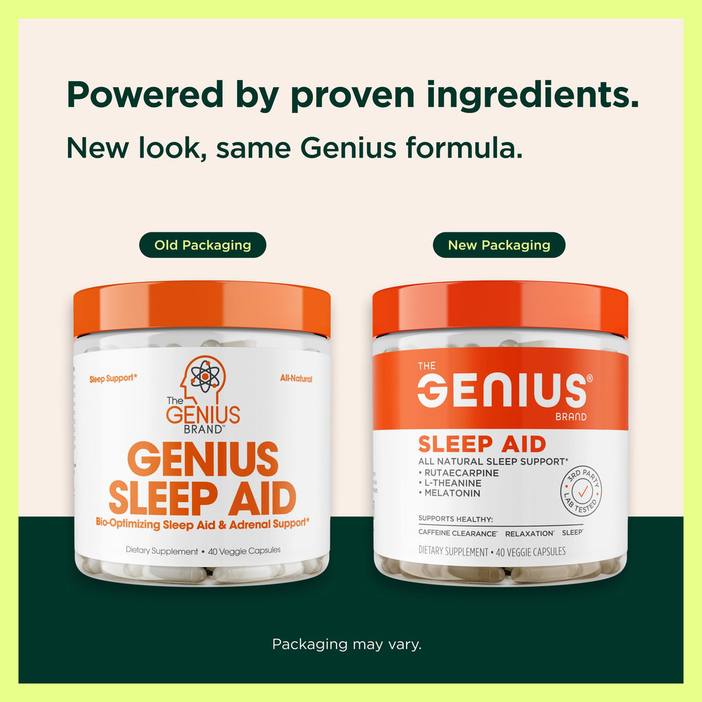Genius Sleep AID - Smart Sleeping Pills Supplement - Relaxation Enhancer and Mood Support w/Inositol, L-Theanine & Glycine - 40 Capsules The Genius Brand Au supplements