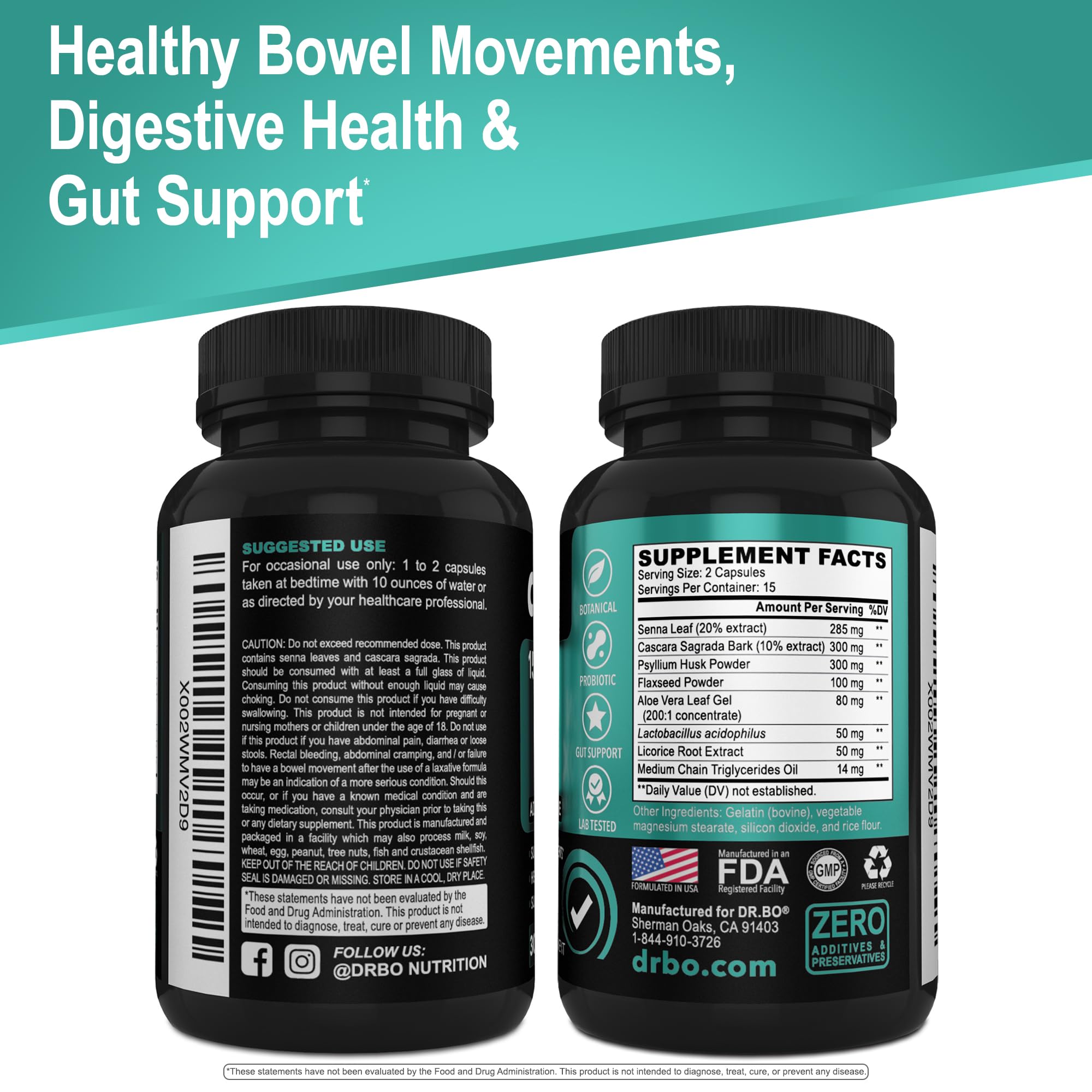 Colon Cleanser Detox for Weight Flush - 15 Day Intestinal Cleanse Pills & Probiotic - Fast Natural Laxative for Constipation Relief - Bowel Movement Supplements for Stomach Bloating, Gut Loss Support DR. BO Au supplements