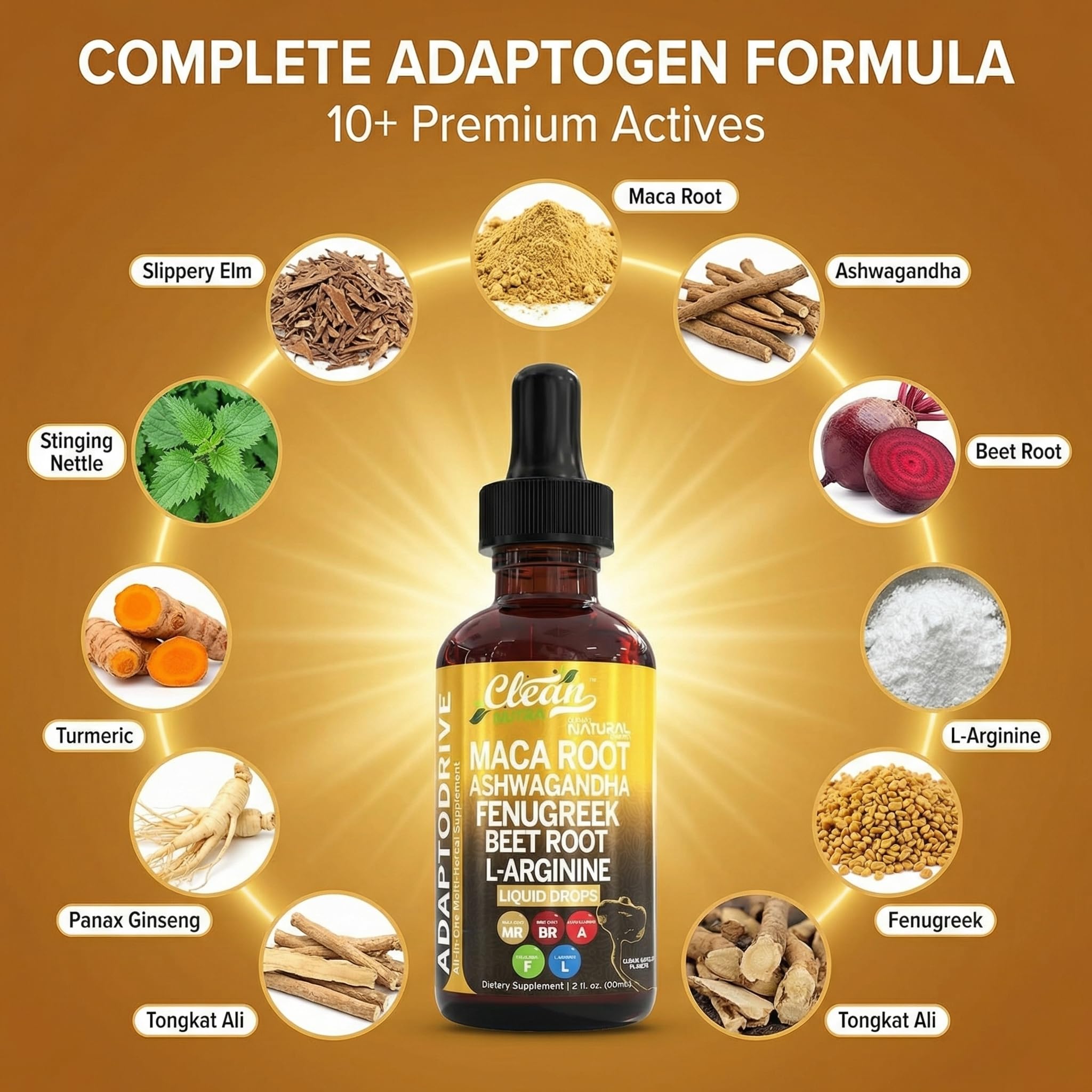 Clean Nutra Organic Maca Root Liquid Drops with Ashwagandha, Fenugreek, Beet Root and L-Arginine Liquid Multivitamin