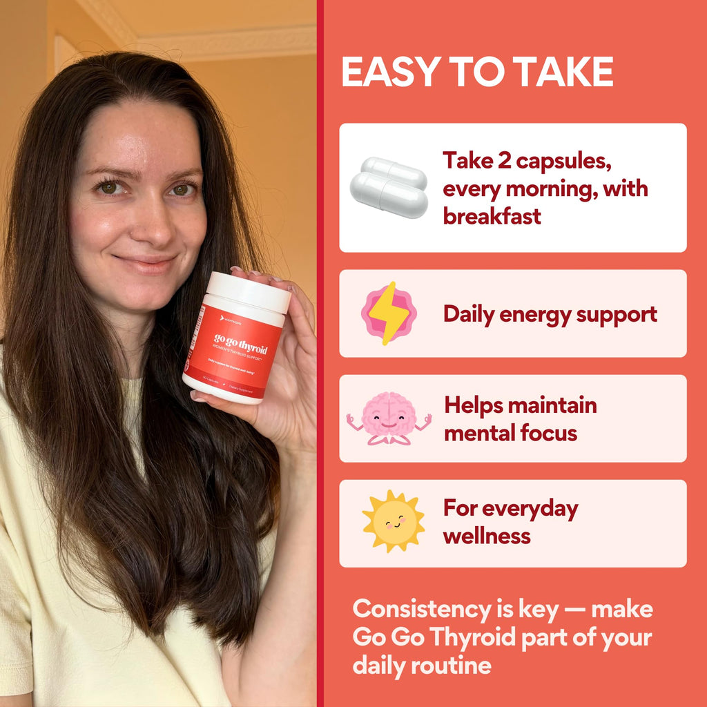 VoomVaya Go Go Thyroid - Thyroid Support for Women 30+ - Female-Focused Hormonal Balance & Thyroid Supplement with Iodine, Selenium & L Tyrosine - 3rd Party Tested - 60 Capsules VoomVaya Au supplements