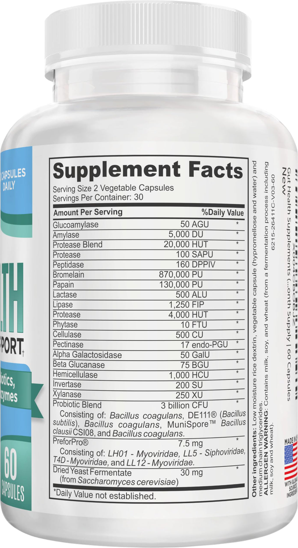 Gut Health Support Supplement (25-in-1) with Prebiotics, Probiotics, Postbiotics & Digestive Enzymes | Gut Supplements | 60 Capsules Elevate Recovery Supplements Au supplements