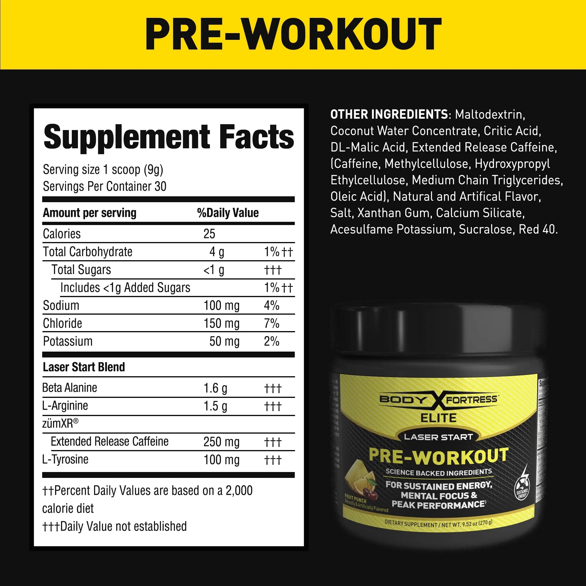 Body Fortress Elite Laser Start Pre-Workout Powder,ZümXR Caffeine for Sustained Energy Body Fortress Au supplements