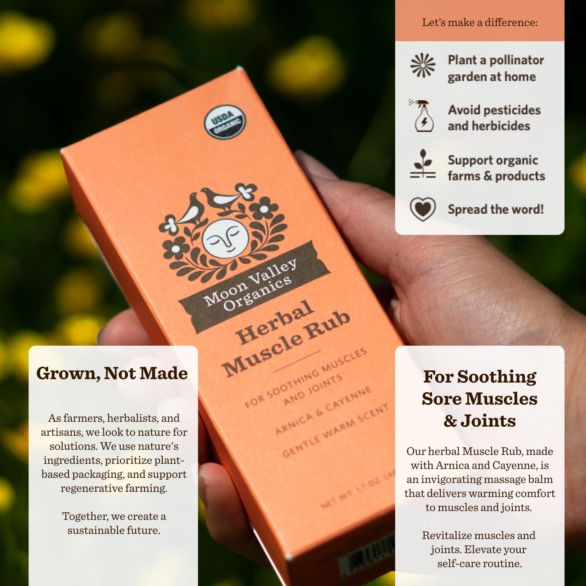 Moon Valley Organics Herbal Muscle Rub with Cayenne for Sore Joints, Aches and Pains, Soothes Pain Caused by Cold, Treat Sore Spots with Heat Moon Valley Organics Au supplements
