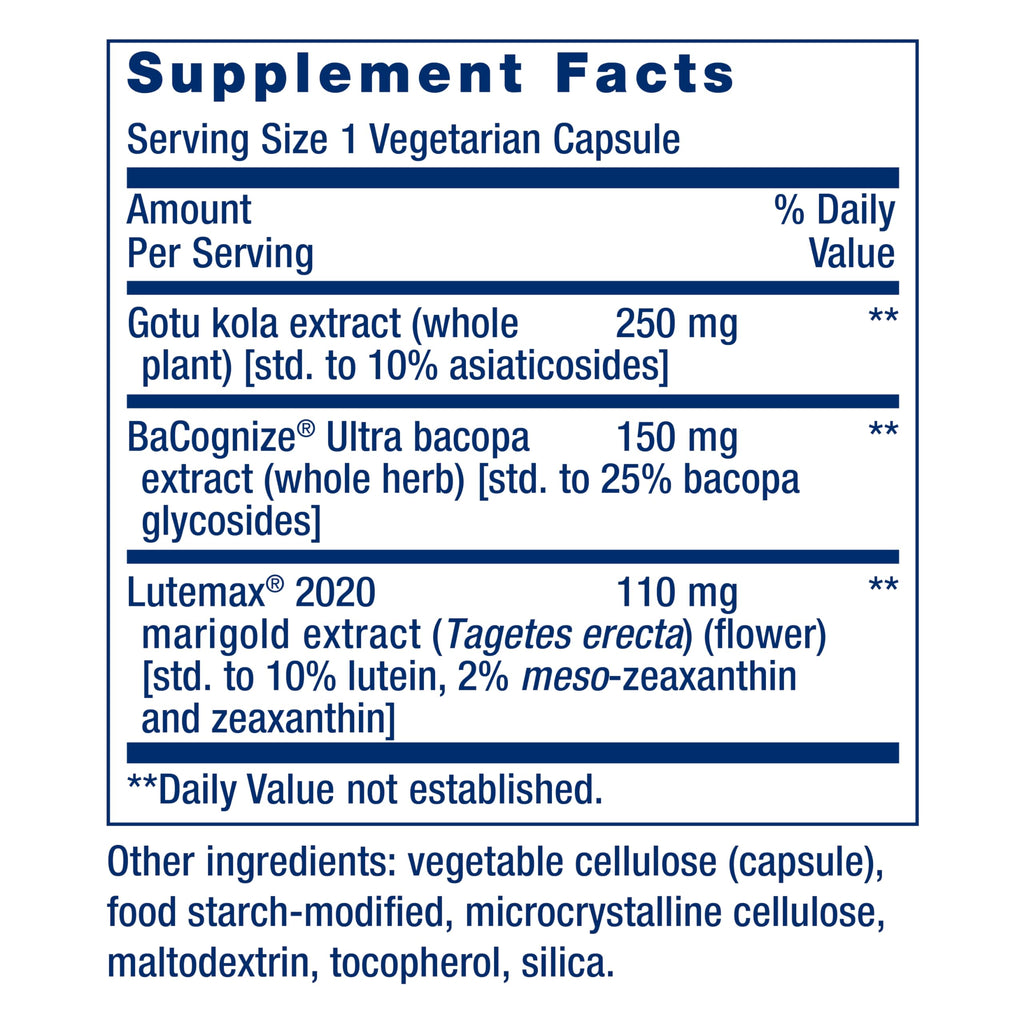 Life Extension Quick Brain Nootropic, Fast Thinking, Learning, Concentration, Lutein, zeaxanthin, gotu kola, bacopa, Gluten Free, Non-GMO, Vegetarian, 1 Daily, 30 Capsules Life Extension Au supplements