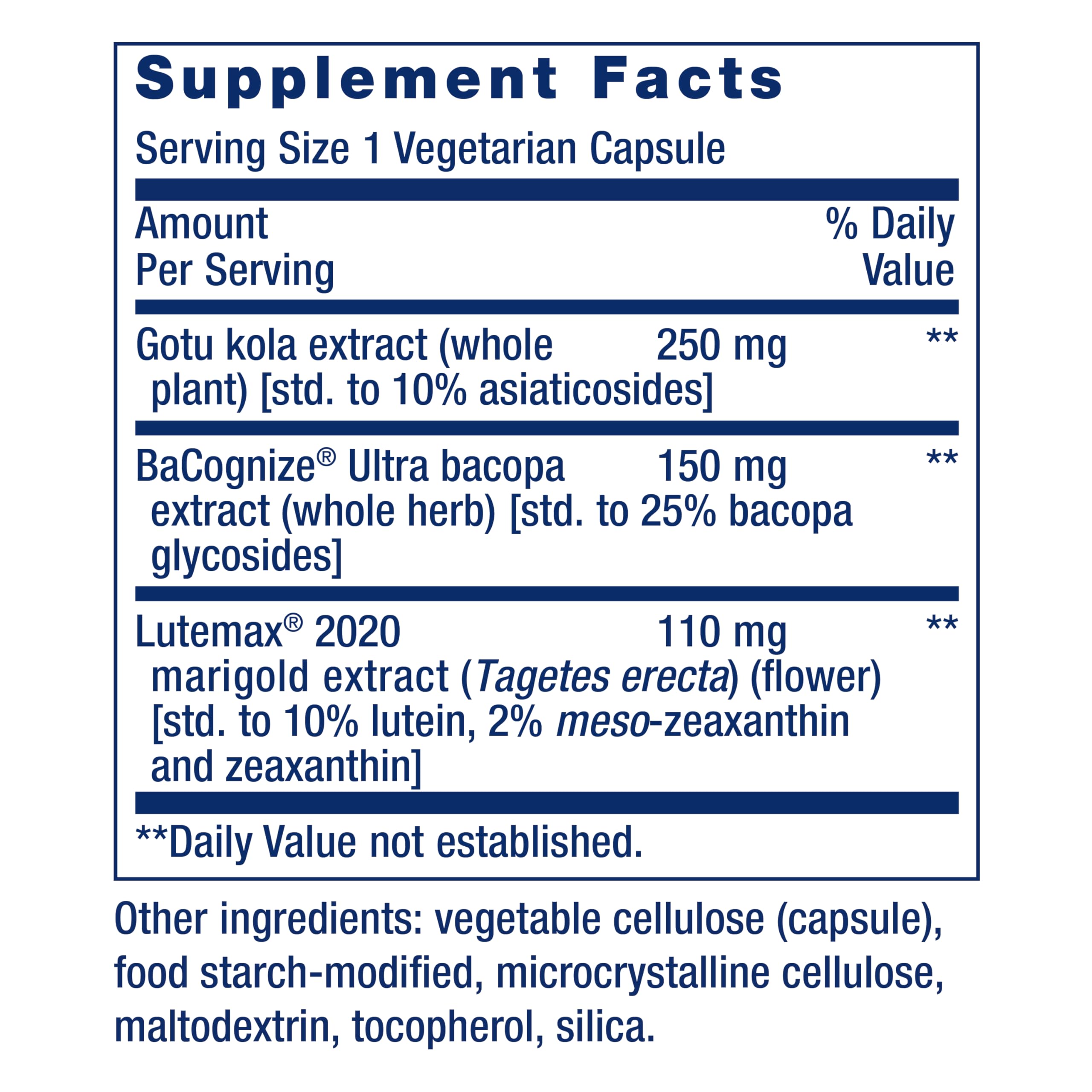 Life Extension Quick Brain Nootropic, Fast Thinking, Learning, Concentration, Lutein, zeaxanthin, gotu kola, bacopa, Gluten Free, Non-GMO, Vegetarian, 1 Daily, 30 Capsules Life Extension Au supplements