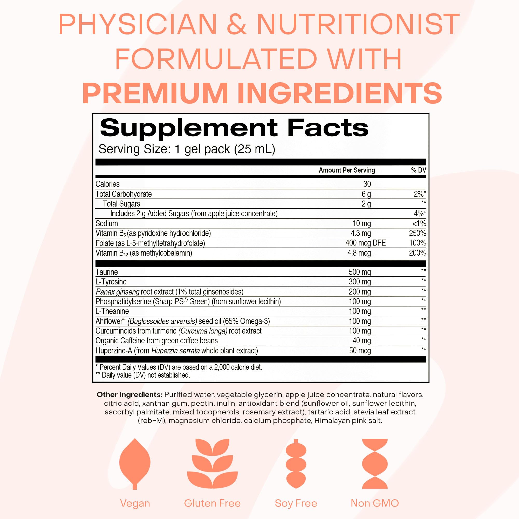 Healthycell Focus & Recall, Daily Liquid Brain Supplement for Focus & Memory - Nootropics Supplement for Concentration & Alertness with L-Theanine, Omega-3 & Taurine - 14 Gel Packs Healthycell Au supplements