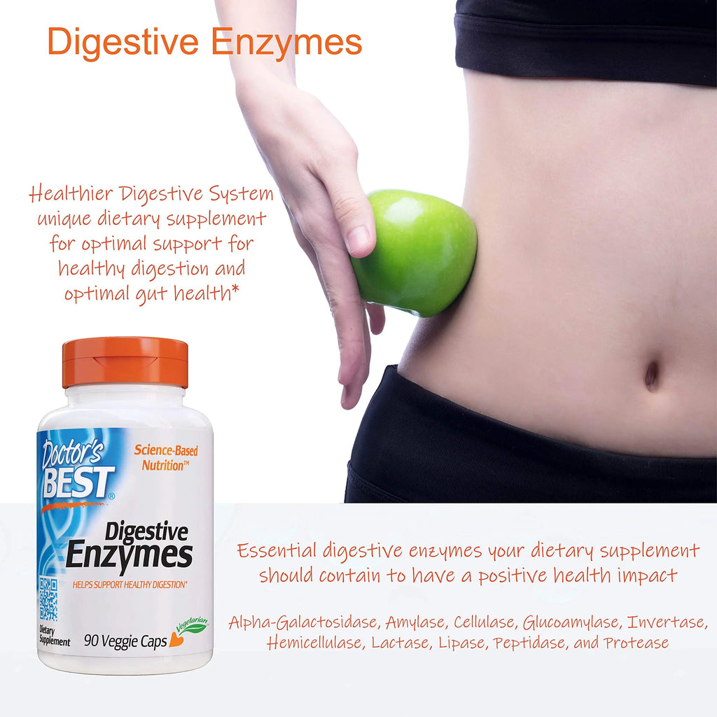Doctor's Best Digestive Enzymes Non-GMO Vegetarian Gluten Free, 90 Cap Doctor's BEST Au supplements