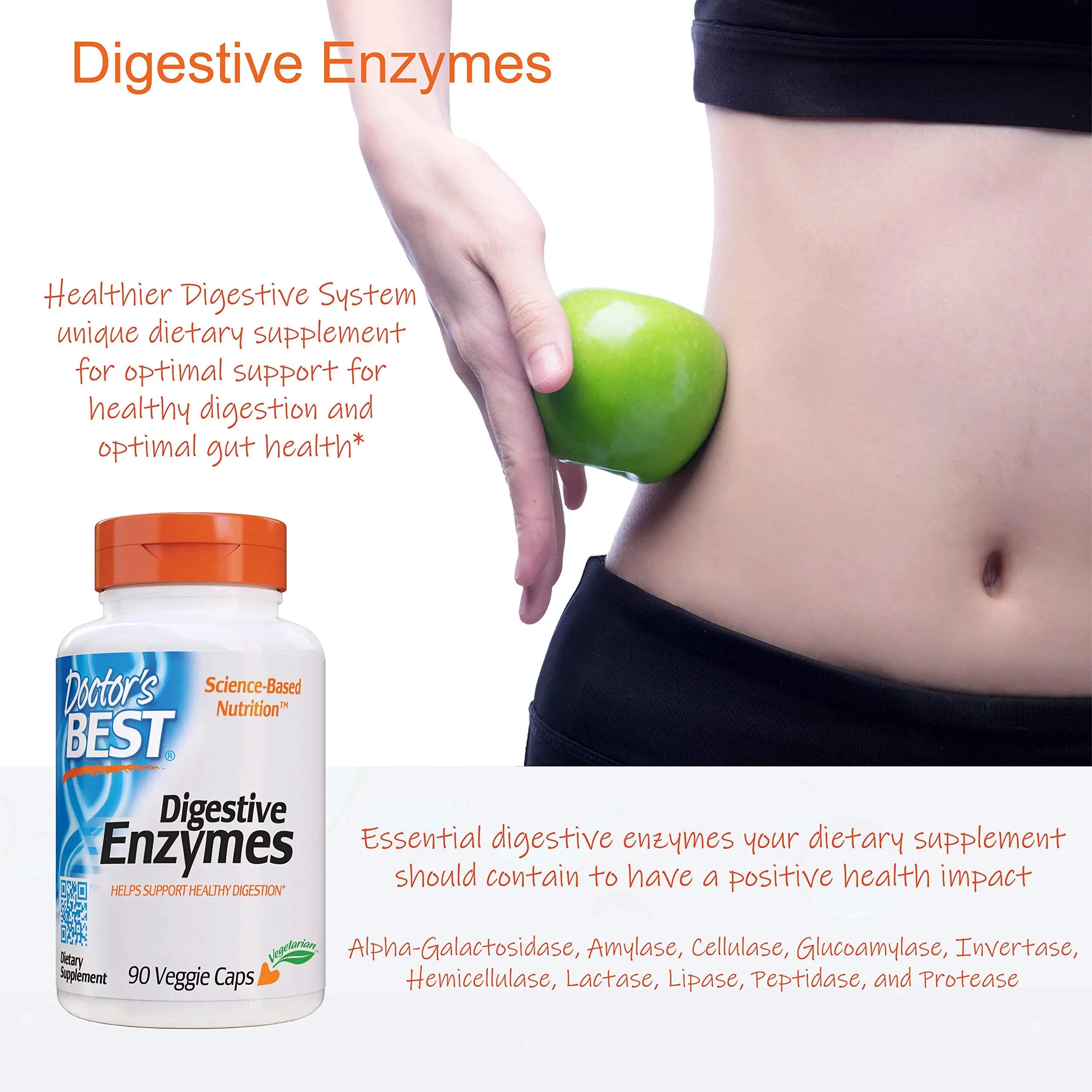 Doctor's Best Digestive Enzymes Non-GMO Vegetarian Gluten Free, 90 Cap Doctor's BEST Au supplements
