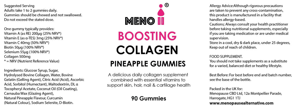 Meno® Boosting Collagen Natural Pineapple 90 Gummies Meno II Au supplements