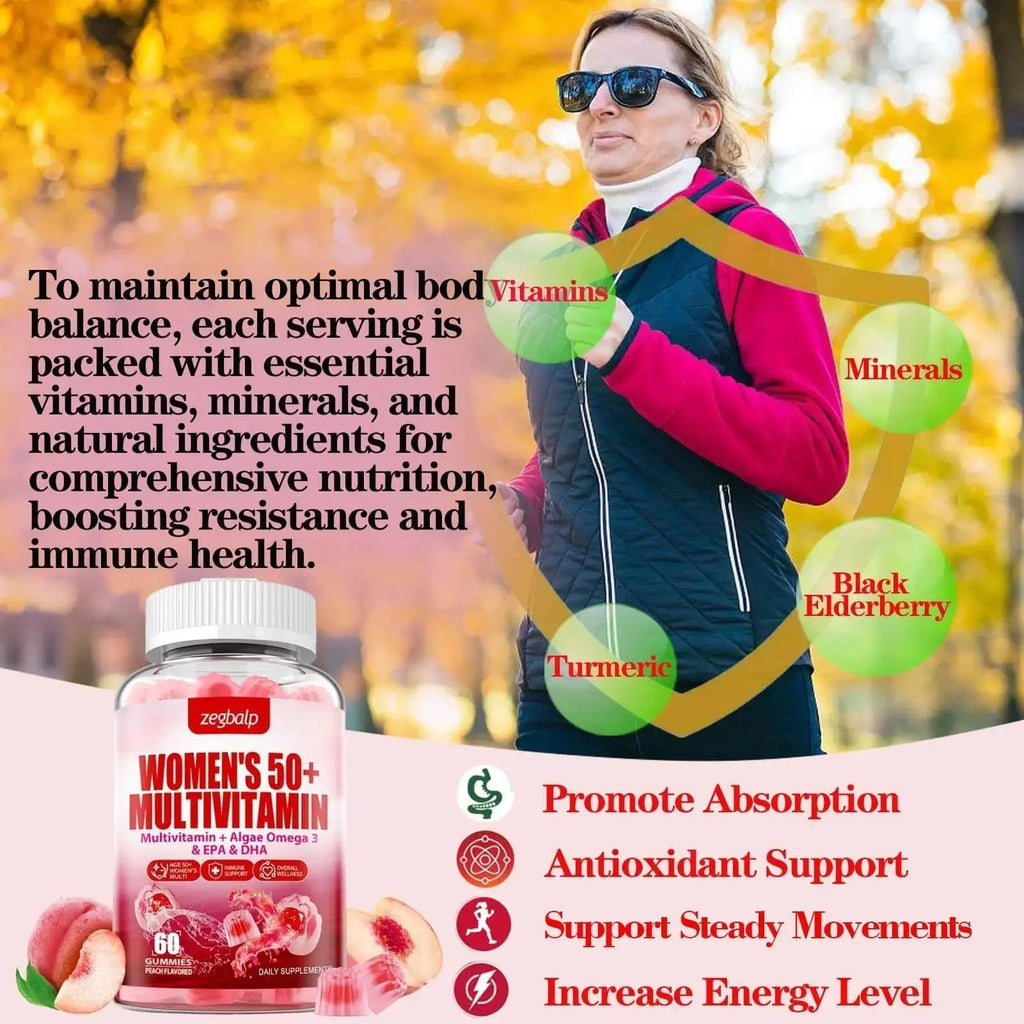 ZEGBALP Sugar-Free Womens Multivitamin 50 Plus Gummies with Calcium, Magnesium, Zinc, Vitamin A, C, D3, E, K2, B Complex, Folate, Biotin ZEGBALP Au supplements