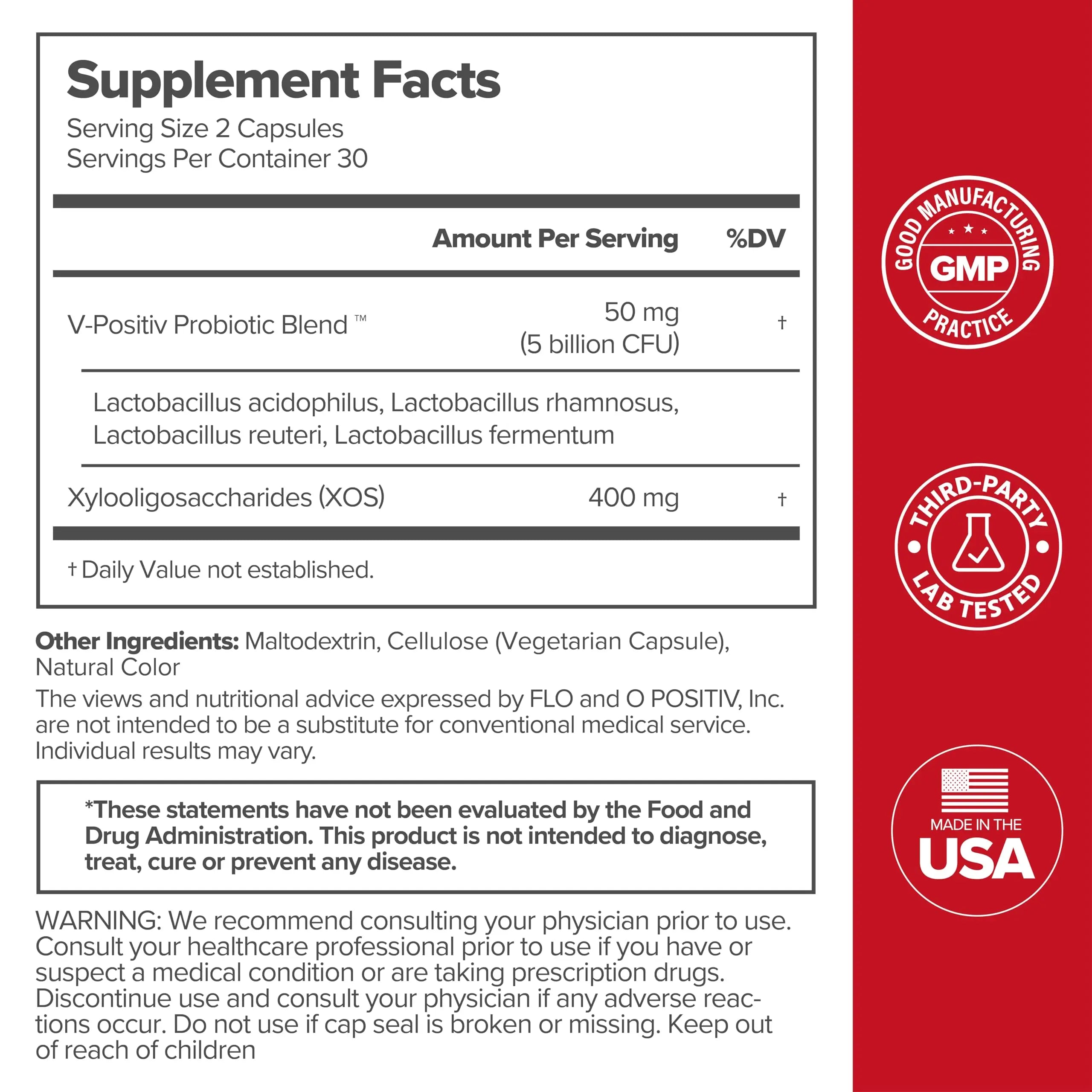 URO Vaginal Probiotics for Women pH Balance with Prebiotics & Lactobacillus Probiotic Blend O Positiv Au supplements