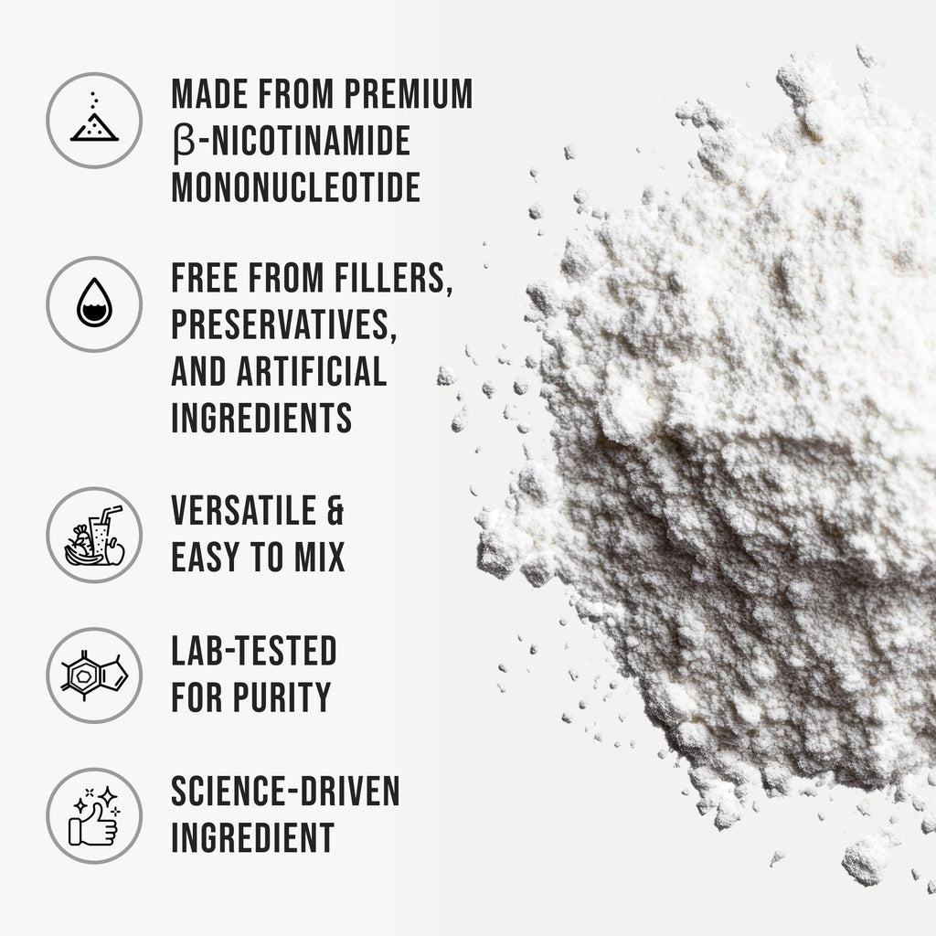 Pure NMN Powder Nicotinamide Mononucleotide Quick Dissolved NMN Supplement Powder 100% Unflavored NMN Supplement Supports NAD+ Levels Vegan Friendly Non-GMO, 50g WHYZ Au supplements