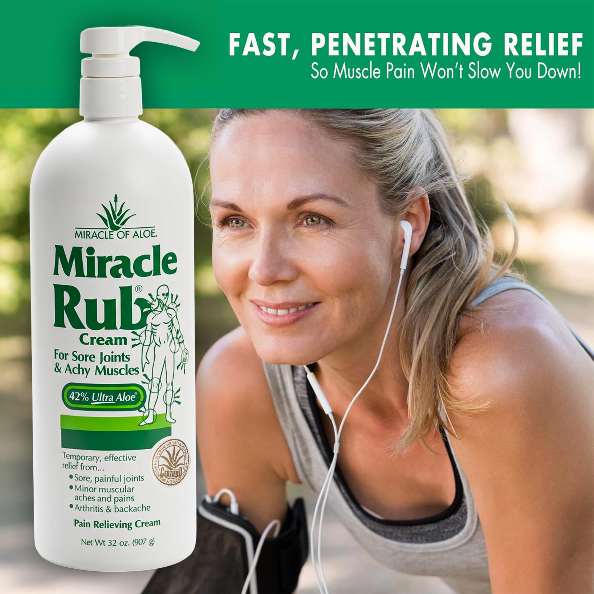 Miracle of Aloe Miracle Rub Pain Relieving Cream 32 oz, Fast & Effective Relief for Arthritis, Muscle, and Joint Pain - Maximum Strength UltraAloe Formula, Topical Analgesic Miracle of Aloe Au supplements