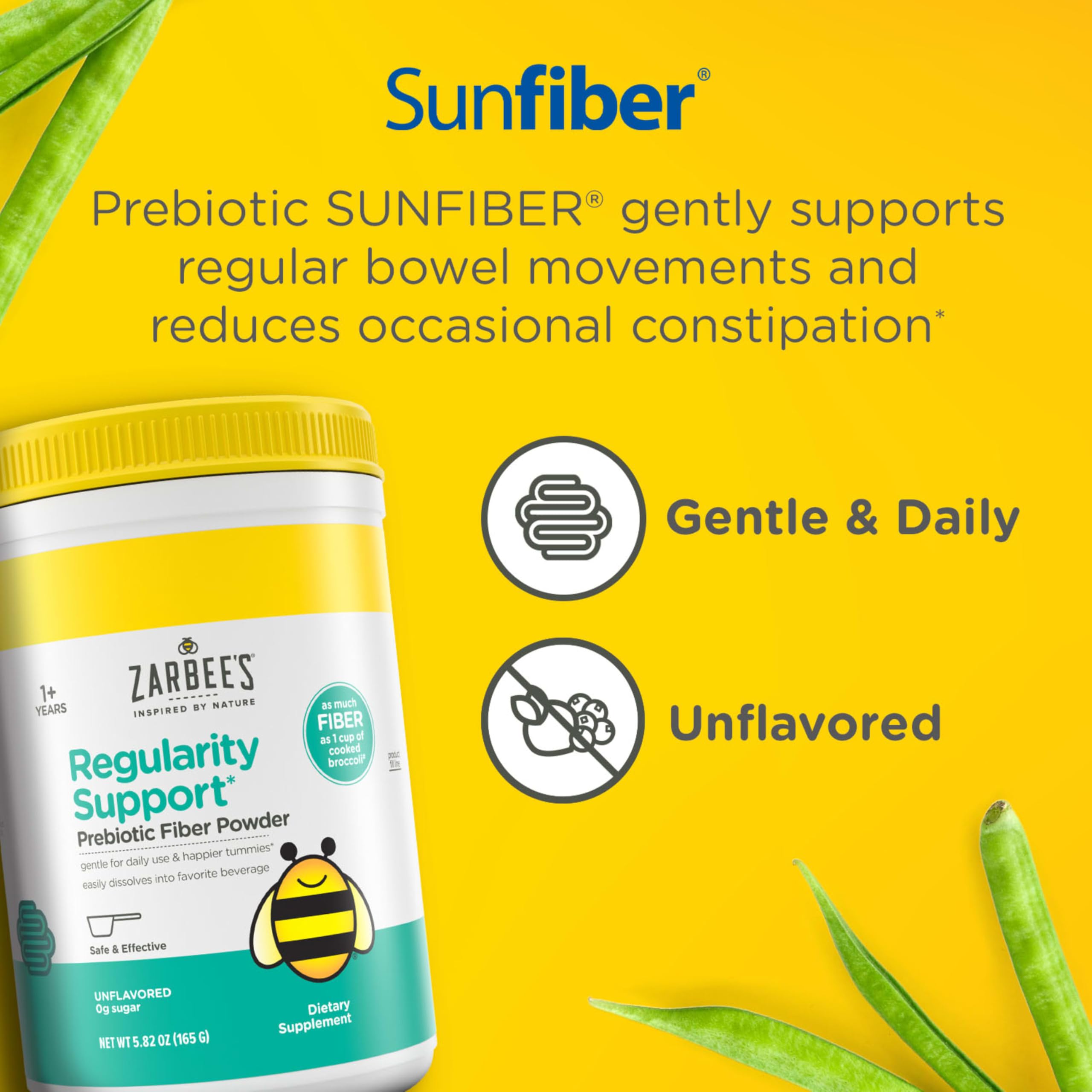 Zarbee’s Children’s Regularity Support Prebiotic Fiber Powder, Flavorless, Sugar Free, Gluten-Free, Daily Fiber Supplement