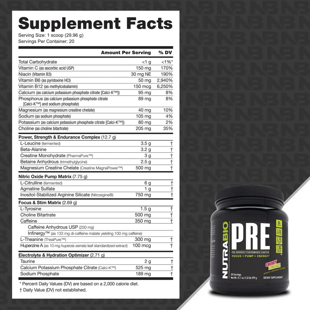 NutraBio PRE Workout V5 - (Cherry Limeade) NutraBio Au supplements
