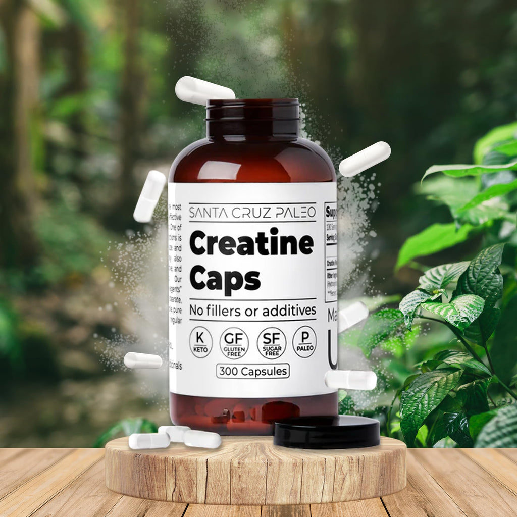 Santa Cruz Paleo Creatine Capsules, Supports Muscle Growth & Energy, Gluten Free, Keto, Sugar Free, Paleo, No Fillers or Additives, Creatine Monohydrate Pills,