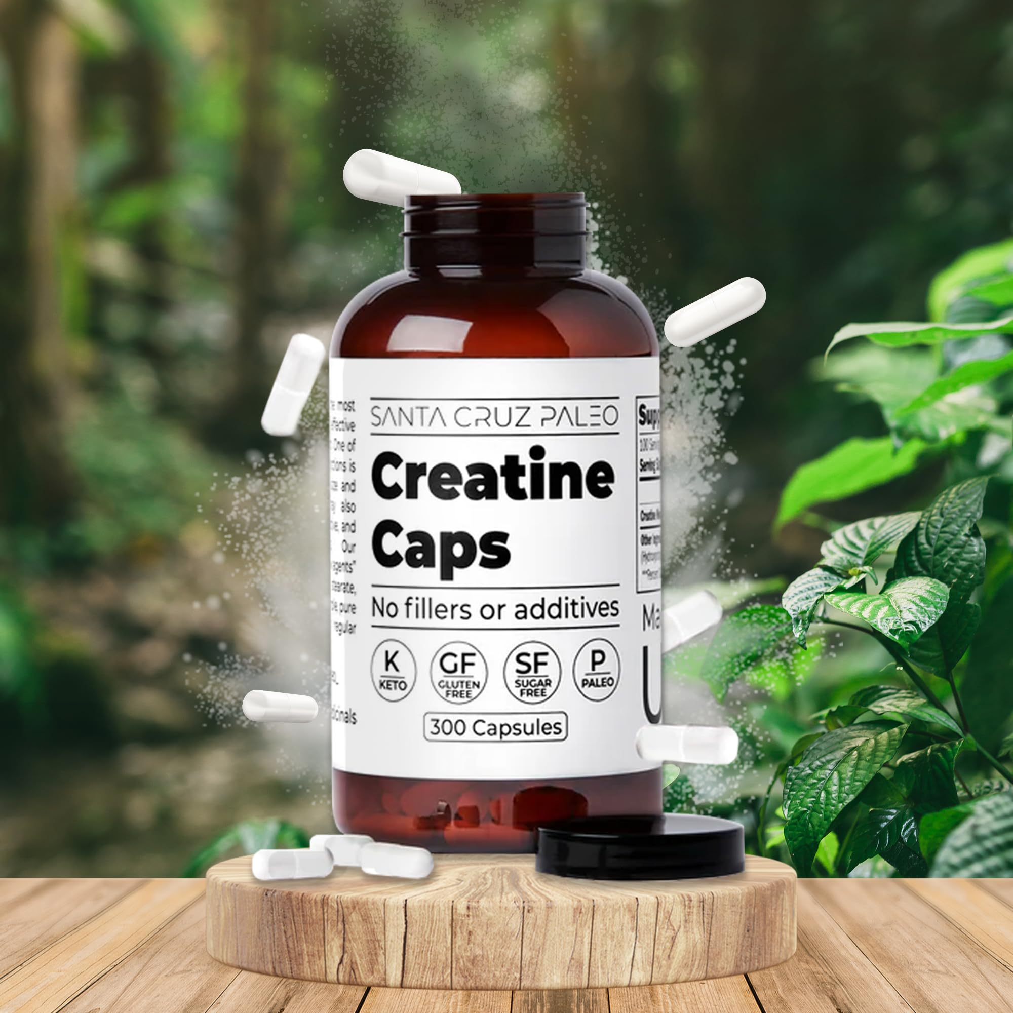 Santa Cruz Paleo Creatine Capsules, Supports Muscle Growth & Energy, Gluten Free, Keto, Sugar Free, Paleo, No Fillers or Additives, Creatine Monohydrate Pills,