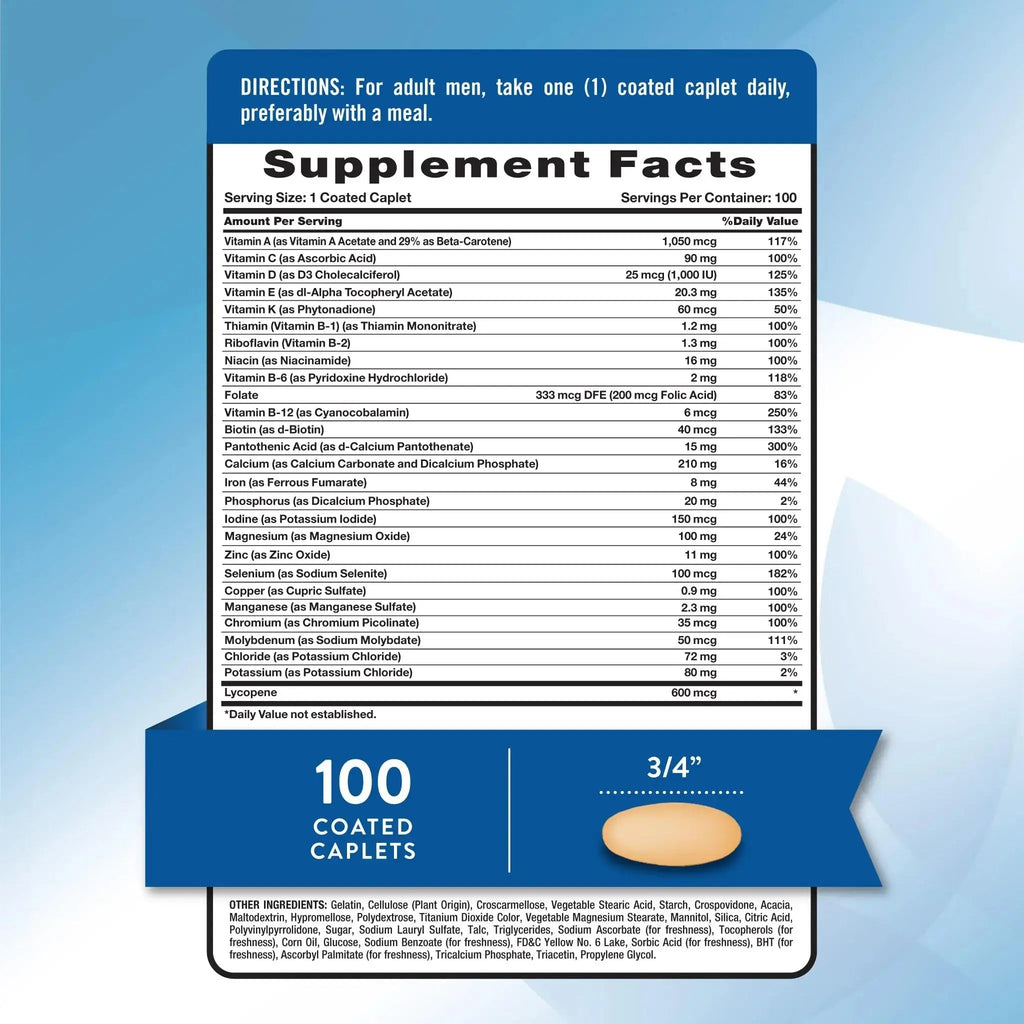 Nature's Truth Multivitamin for Men | with Iron, Vitamins A, C, D & E | 100 Caplets | Non-GMO & Gluten Free for Adults Nature's Truth Au supplements