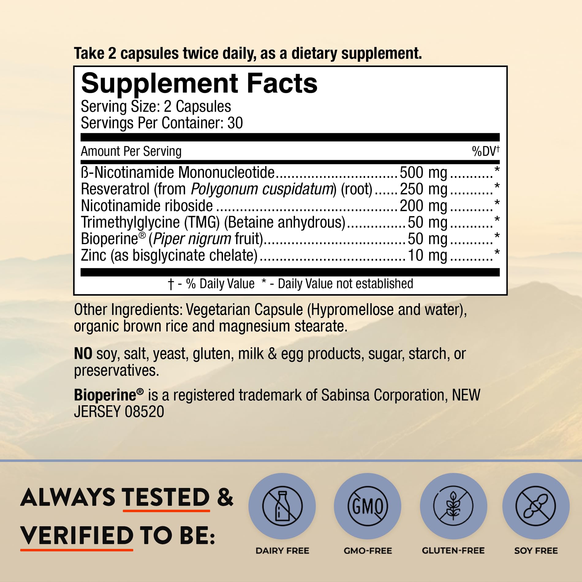 Mt. Angel Vitamins NMN Supplement + NR with Resveratrol & TMG, Dual NAD+ Precursors for Cellular Energy & Healthy Aging, 60 Capsules