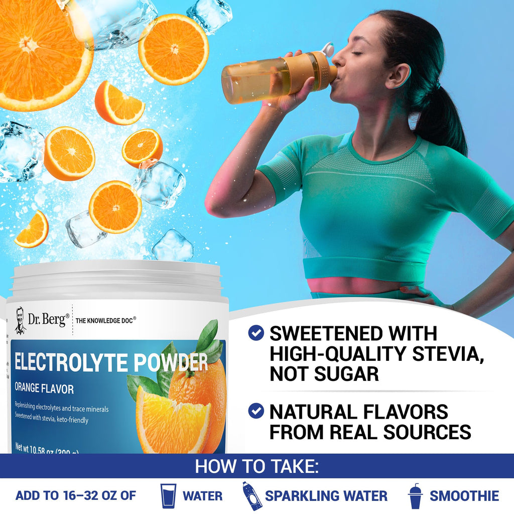 Dr. Berg Zero Sugar Hydration Keto Electrolyte Powder - Enhanced w/ 1000 mg of Potassium & Real Pink Himalayan Salt (NOT Table Salt) - Orange Flavor Hydration Drink Mix Supplement - 50 Servings